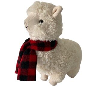 JoAnn Llama Alpaca Cream 10” Plush Red Black Plaid Scarf Dan Dee 2021